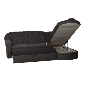 Rohová sedačka ARCHUN, černá látka/černá ekokůže, pravá