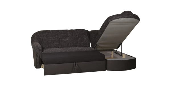 Rohová sedačka ARCHUN, černá látka/černá ekokůže, pravá