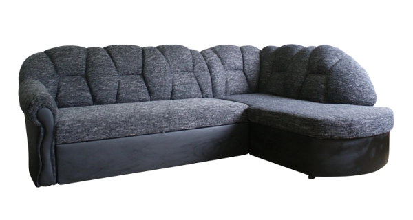 Rohová sedačka ARCHUN, černá látka/černá ekokůže, pravá