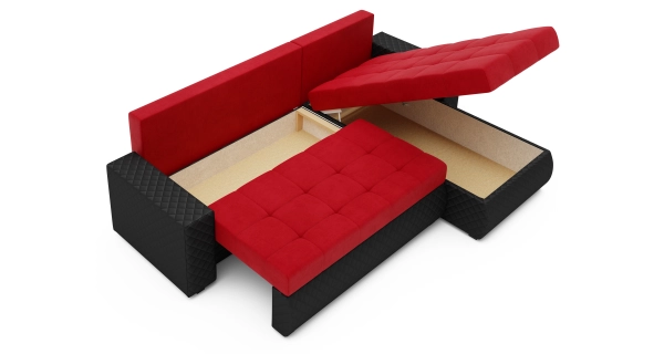 Rohová sedačka ARTAJO BIS, červená/černá