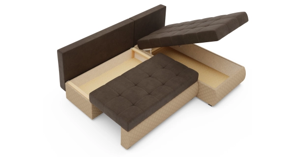 Rohová sedačka ARTAJO, hnědá/krémová