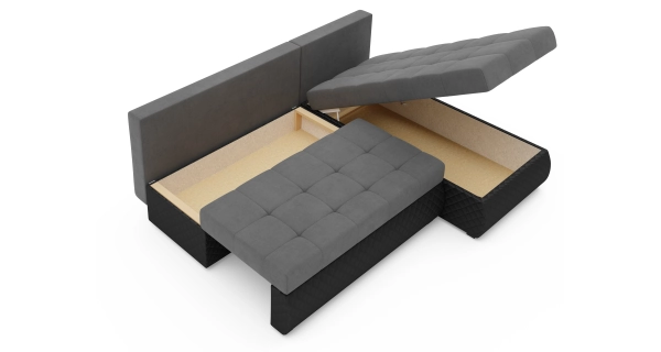 Rohová sedačka ARTAJO, šedá/černá