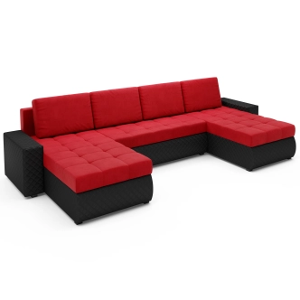 Rohová sedačka ARTAJO U BIS, červená/černá