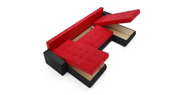 Rohová sedačka ARTAJO U BIS, červená/černá