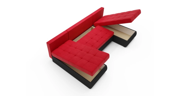 Rohová sedačka ARTAJO U, červená/černá