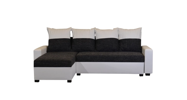 Rohová sedačka ASTANA, černá látka/bílá ekokůže