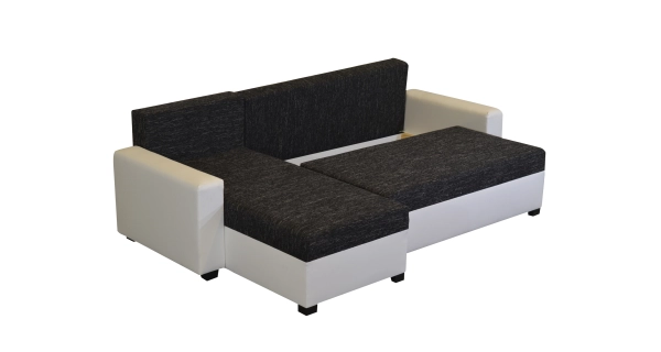 Rohová sedačka ASTANA, černá látka/bílá ekokůže