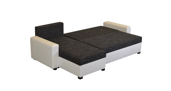 Rohová sedačka ASTANA, černá látka/bílá ekokůže