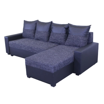 Rohová sedačka ASTANA, černá látka/černá ekokůže