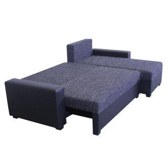 Rohová sedačka ASTANA, černá látka/černá ekokůže