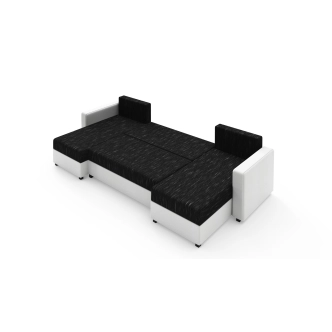 Rohová sedačka ASTANA U, černá látka/černá ekokůže