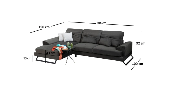 Rohová sedačka ATILLA, levá, antracit