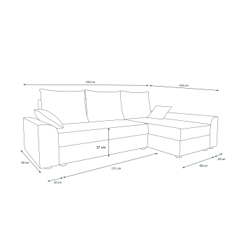 Rohová sedačka ATTANASIO L, černá/bílá