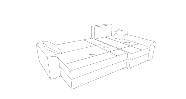 Rohová sedačka ATTANASIO L, černá/tmavě šedá