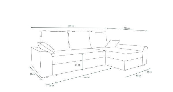 Rohová sedačka ATTANASIO L, tmavě šedá