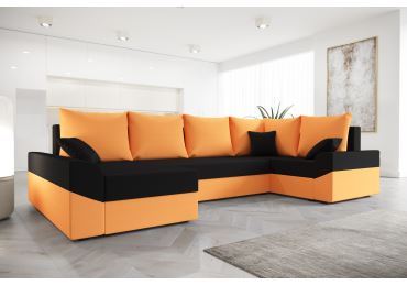Rohová sedačka ATTANASIO LONG, pravá, černá/oranžová