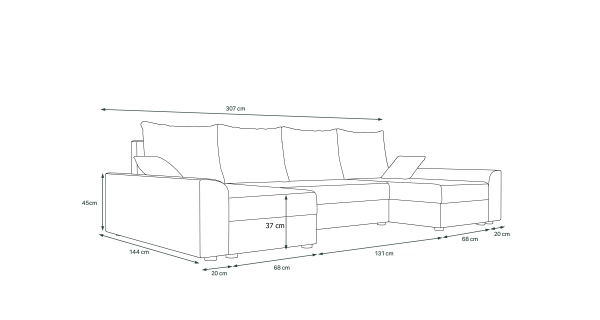 Rohová sedačka ATTANASIO U, hnědá/béžová