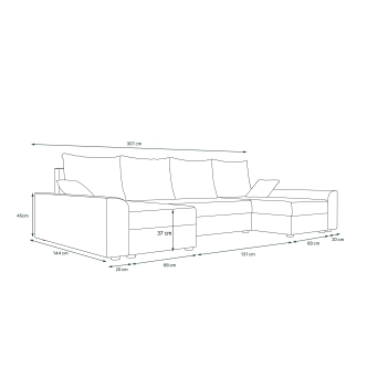 Rohová sedačka ATTANASIO U, světle šedá/krémová