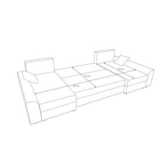 Rohová sedačka ATTANASIO U, tmavě šedá/černá