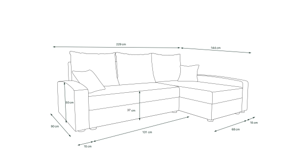 Rohová sedačka ATTIE, béžová/hnědá