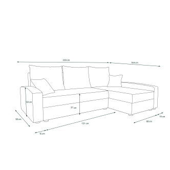 Rohová sedačka ATTIE, černá/modrá