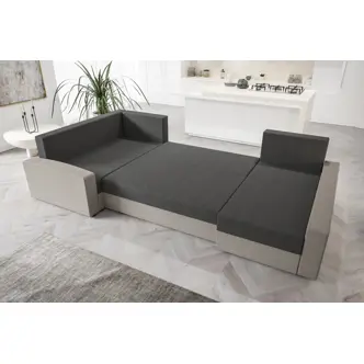 Rohová sedačka ATTIE LONG, levá, černá/tmavě šedá