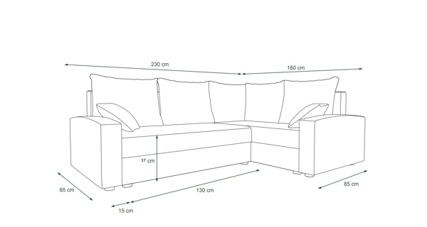 Rohová sedačka ATTIE PLUS, pravá, tmavě šedá