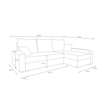 Rohová sedačka ATTIE, tmavě šedá/černá