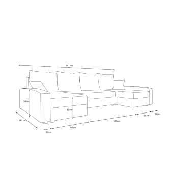 Rohová sedačka ATTIE U, béžová/hnědá