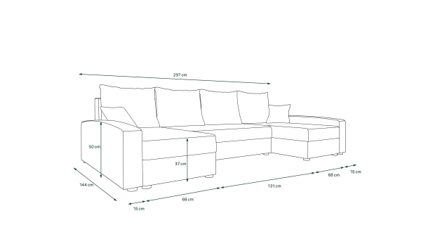 Rohová sedačka ATTIE U, světle šedá