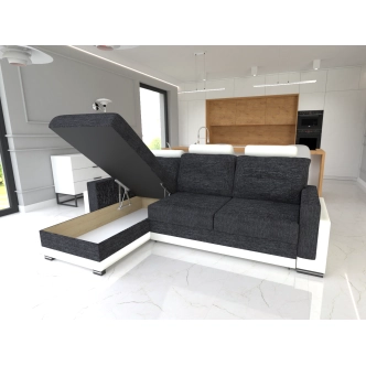 Rohová sedačka BELMAR, levá, černá/bílá