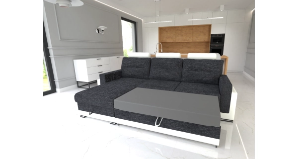 Rohová sedačka BELMAR, levá, černá/bílá