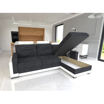 Rohová sedačka BELMAR, pravá, šedá/černá