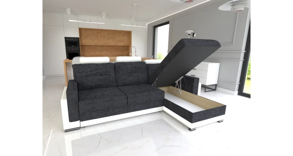 Rohová sedačka BELMAR, pravá, šedá/černá