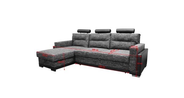 Rohová sedačka BELMAR, pravá, šedá/černá