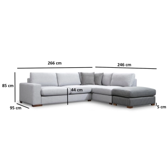 Rohová sedačka BETT 2, šedá/světle šedá