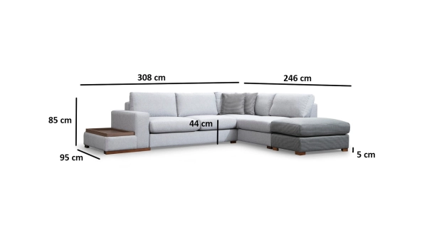 Rohová sedačka BETT 4, šedá/světle šedá