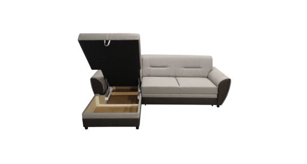 Rohová sedačka BONLAS, levá, béžovošedá/hnědá