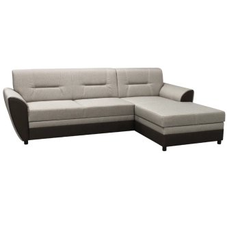 Rohová sedačka BONLAS, pravá, béžovošedá/hnědá