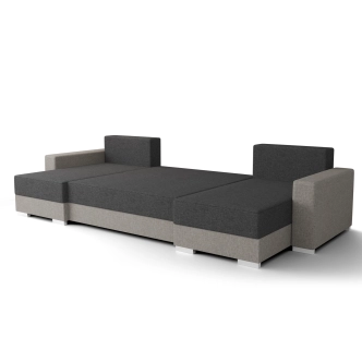 Rohová sedačka BUNTING, černá látka/černá ekokůže