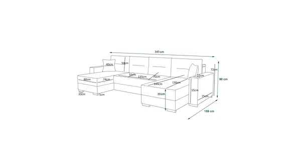 Rohová sedačka BUNTING, černá látka/černá ekokůže