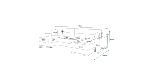 Rohová sedačka BUNTING, černá látka/tmavě šedá látka