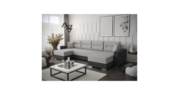 Rohová sedačka BUNTING, světle šedá látka/šedá látka