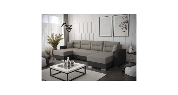 Rohová sedačka BUNTING, světle šedá látka/tmavě šedá látka