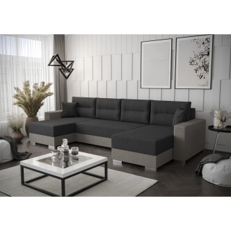 Rohová sedačka BUNTING, tmavě šedá látka/světle šedá látka