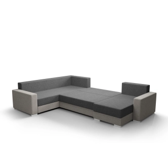 Rohová sedačka BUNTING U, černá látka/tmavě šedá látka
