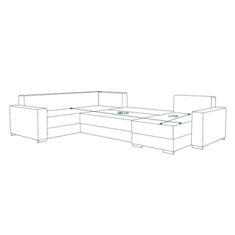 Rohová sedačka BUNTING U, černá látka/tmavě šedá látka