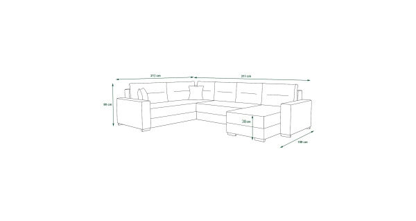 Rohová sedačka BUNTING U, černá látka/tmavě šedá látka