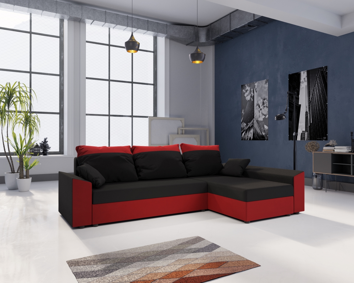 Rohová sedačka BUSH, černá/červená