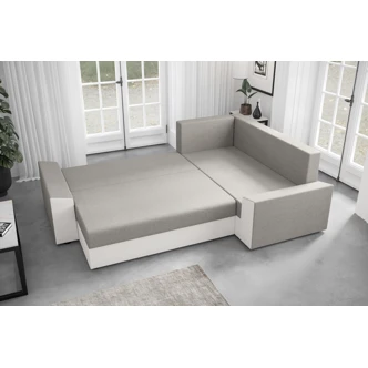 Rohová sedačka BUSH PLUS, pravá, béžová/hnědá